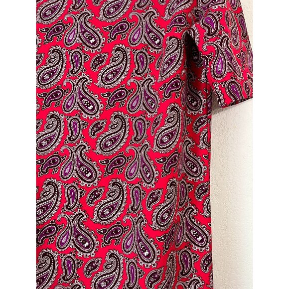 Banana Republic Womens Paisley Print Shift Dress Size 6 Red/Purple Short Sleeve - Picture 2 of 11